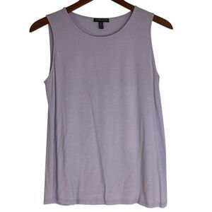 Eileen Fisher Womens Crew Neck Jersey Shell Tank Top Lavender Size Petite Small